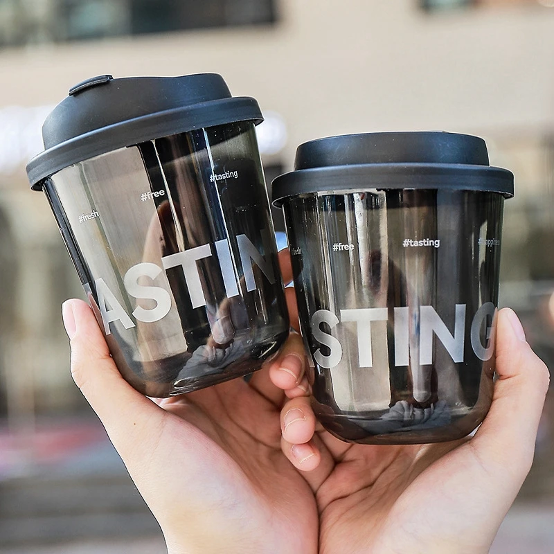 Black custom plastic beverage cups for milk tea and coffee