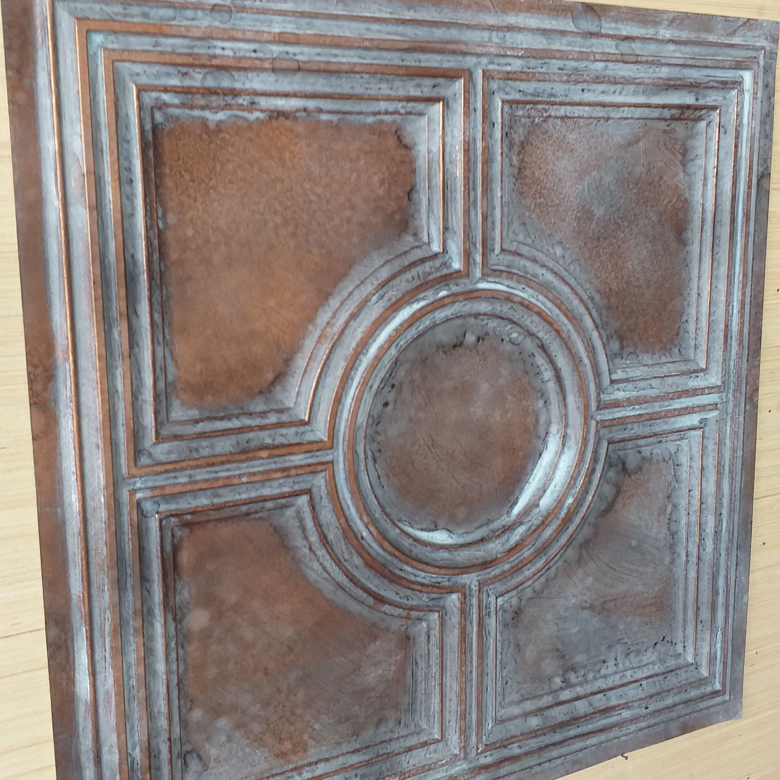 Tin ceiling tiles weathering copper color night club wall panel PL37
