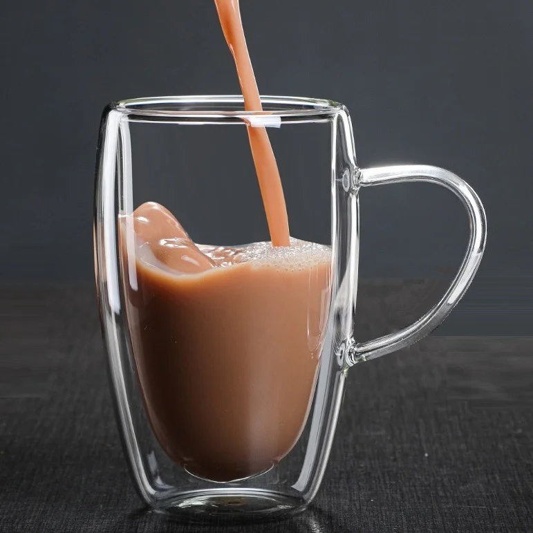 wholesale double cup double wall glass latte coffee espresso cappuccino glass tea cup set glass mug