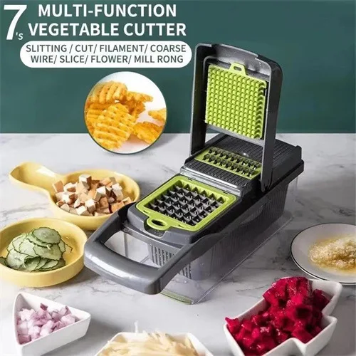 Multifunctional 16 In 1 Fruit Vegetable Onion Slicer Dicer Spiralizer Shredder Hand Graters Vegetable Chopper Cutter