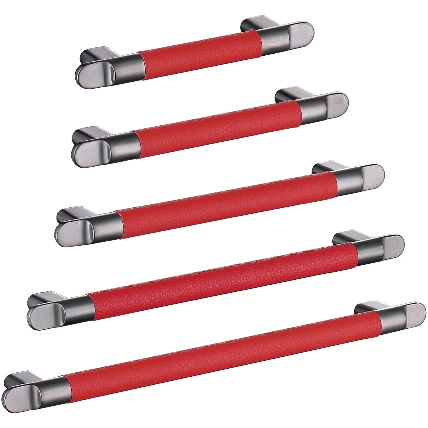 New Style Furniture Pulls Red 96-256 mm Leather Handles Furniture Hardware
