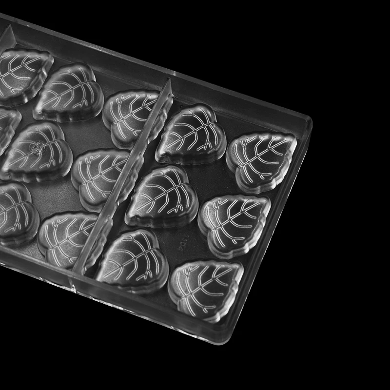 21-Piece Clear Jelly Candy Making Mold Polycarbonate Leaf Chocolate Mould