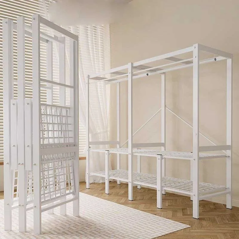 Free-installation Household bedroom cloth wardrobe steel pipe reinforced wardrobe storage shelves all steel