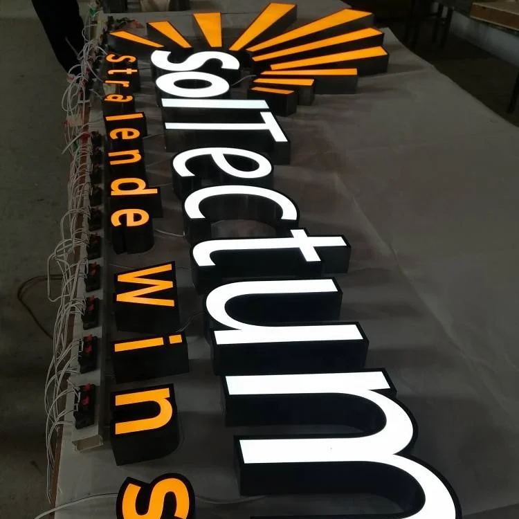 Manufacturer custom wall bar acrylic 3d illumination light channel letter maker electronic business brand logo outdoor led sign