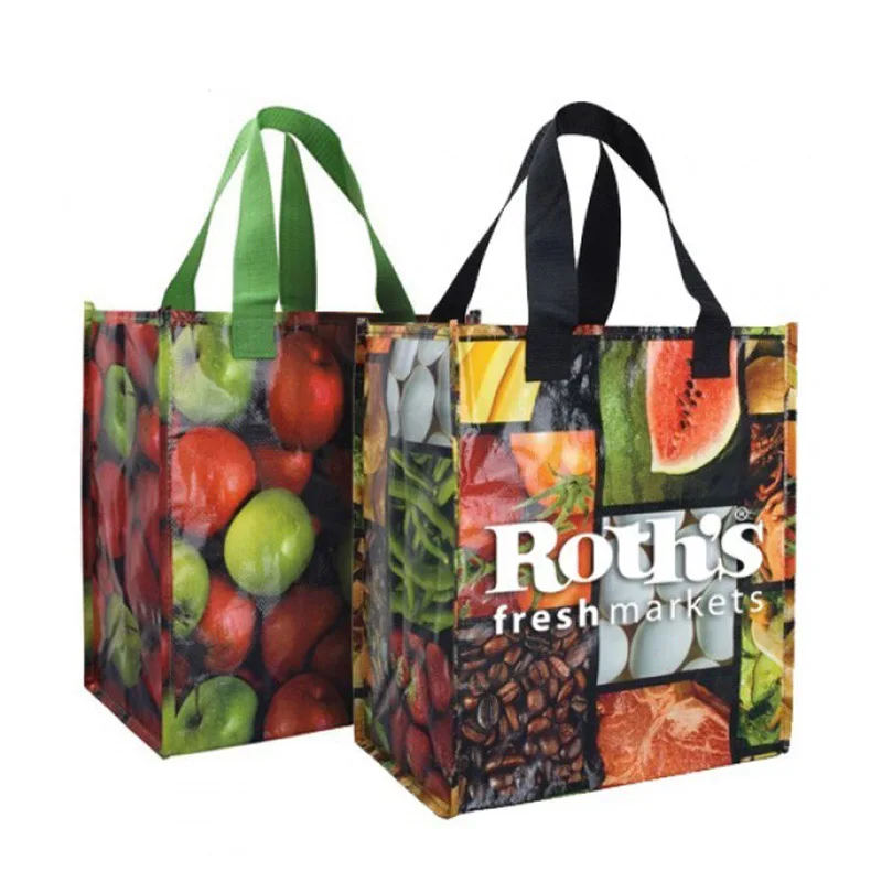 Custom eco recycled bags grocery promotional laminated non woven tote shopping bag