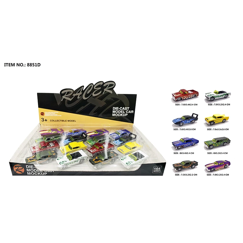 New design 1:64 Scale Colorful Mini Free Wheel Alloy Model Muscle Vehicles Toys Metal Diecast Toys Car Set For Boys