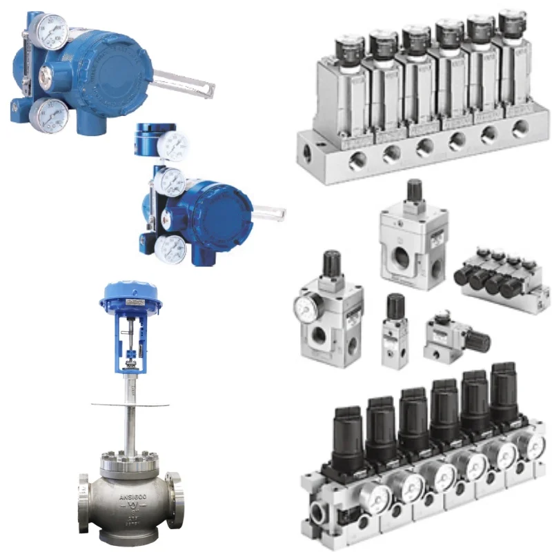 Chinese Qigong actuators with AZBIL(Yamatake) AVP307 valves positioner SMC Regulator SR Series filter pressure reducing valves