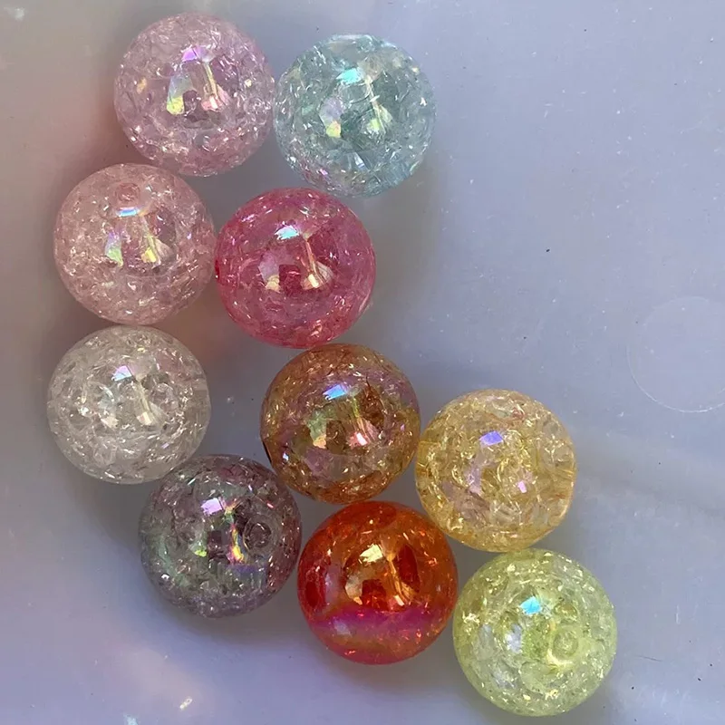New Arrival Rhinestone Beads 20mm Mixed Colors Acrylic Gumball Druzy Iridescent Glitter Bead For Beaded Pen Making