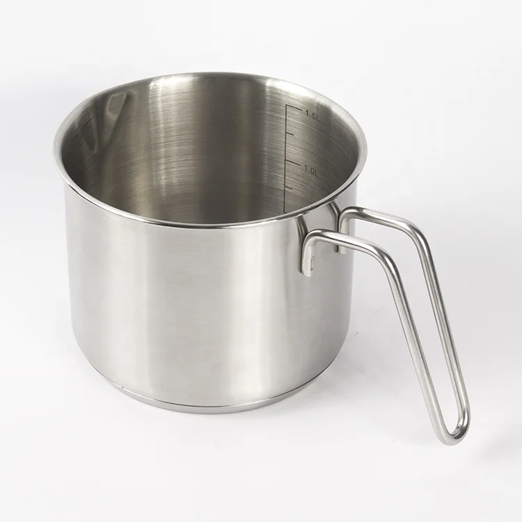 Multipurpose Small Pour Spout Induction base 1.5 Quart Stainless Steel milk Boiling pot Saucepan With Glass Lid
