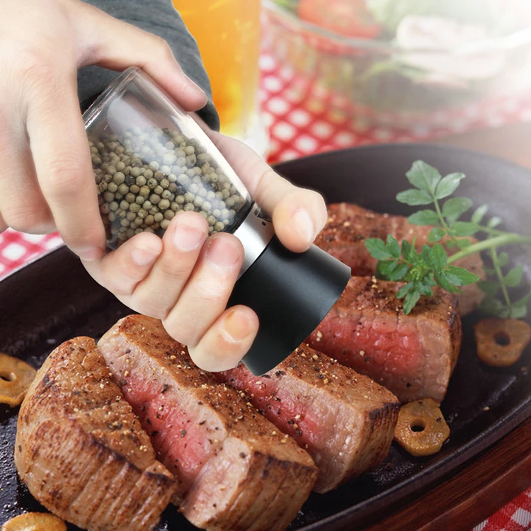 Hot Amazon High Quality New Stainless Steel Mill Salt Pepper DIY Manual Bottle Glass Kitchen