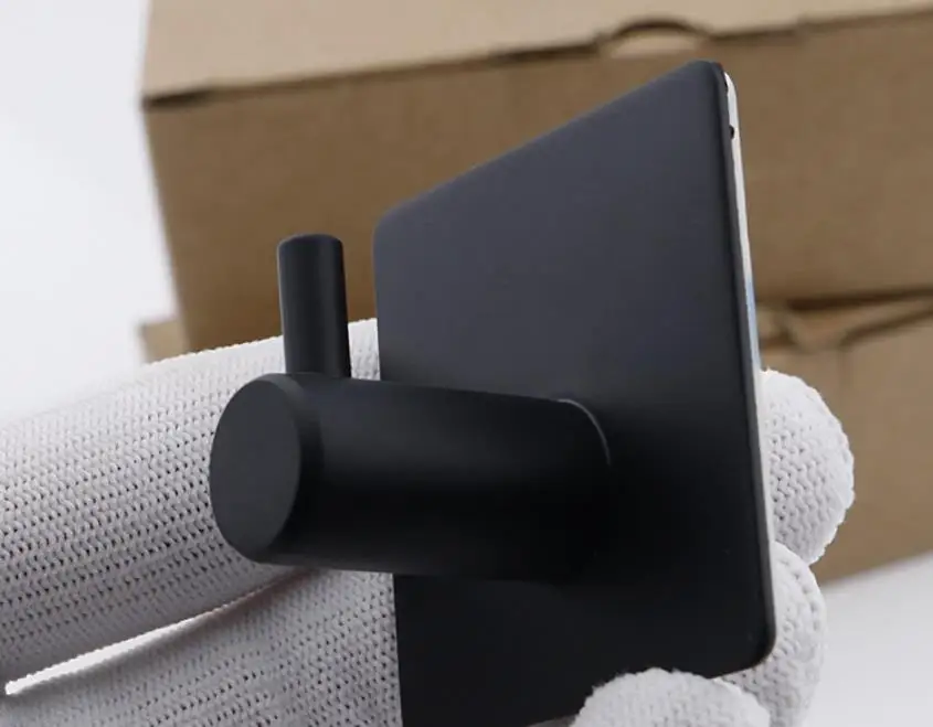 Hot Selling Stainless Steel Square Self Adhesive Hooks Single Black Hanger Hooks