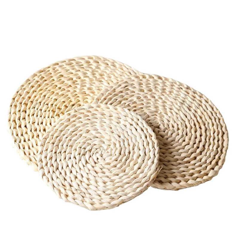 Natural Corn Husk Weave Table Mat Round Woven Placemat for Dining Table