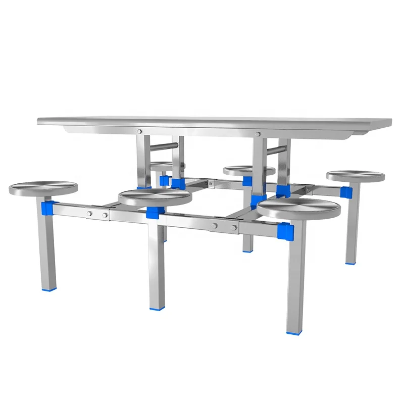 School canteen restaurant four stainless steel eat desk and chair