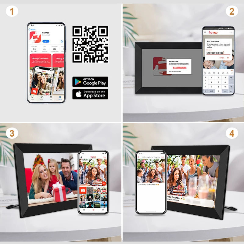 Large stock Christmas/Birthday Gift Frameo APP Control 10.1 inch 16GB Memory Digital Album WiFi Digital Photo Picture Frames