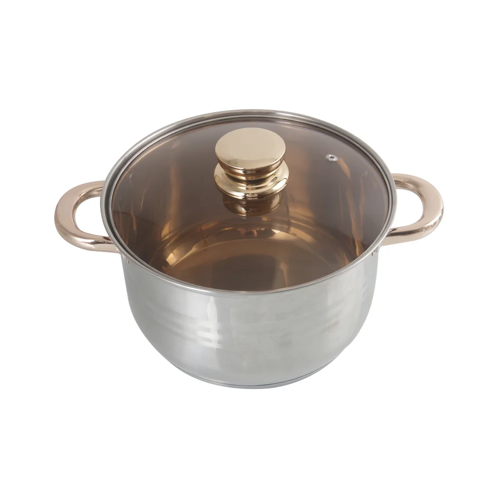 High Quality Factory Wholesale Stainless Steel Cookware Set Luxury 12 Pcs Kitchen Utensils With Glass Lid Casseroles