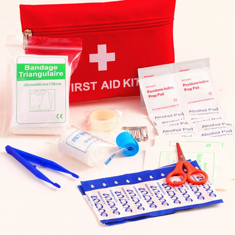 12-piece outdoor mini individual or pet cars first aid kit with emergency medical supplies