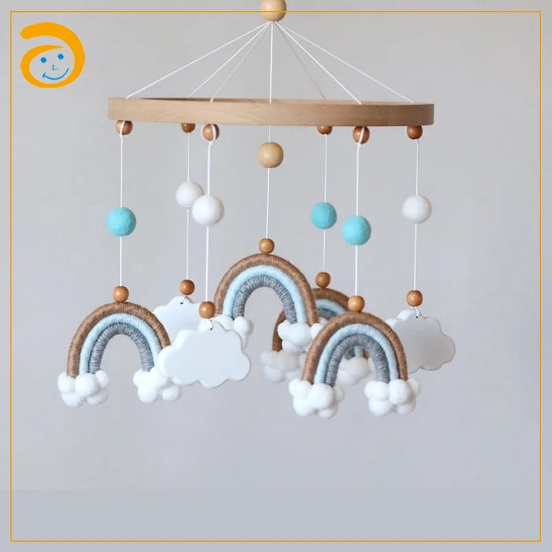 Музыкальная шкатулка с рисунком животного в кроватке, музыкальная шкатулка, звезда и луна, кроватка, Обучающие игрушки, детские радужные мобили