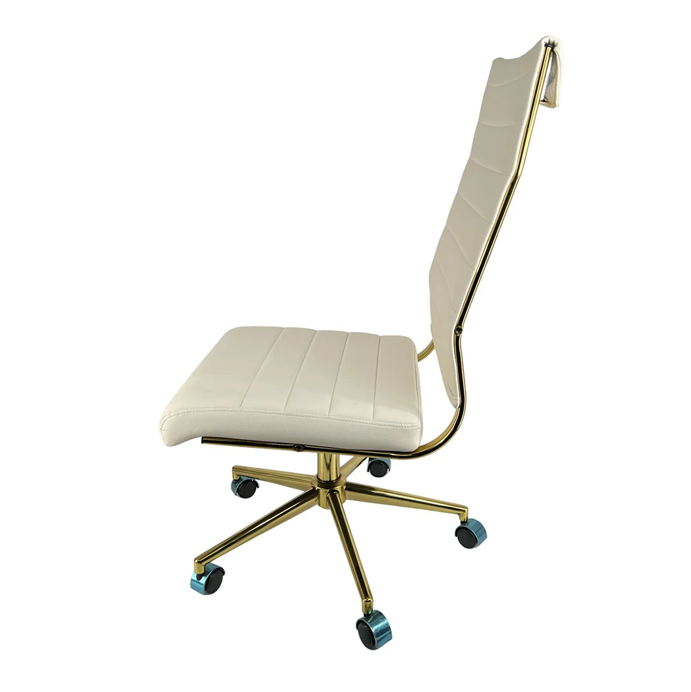 High quality PU leather  high back chair with wheels soft cushion memory foam luxury  gold office chair