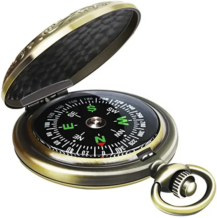Vintage Bronze Compass Design Pocket Watch Retro Pocket Watch Compass