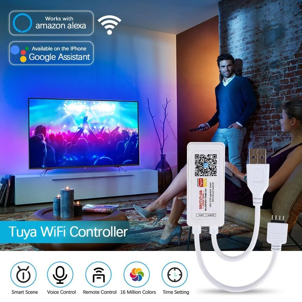 DC5V 12V 24V 4 PIN коробка передач режим таймера USB Инфракрасной сенсорной панели управления Рабочий голос Tuya Wi-Fi приложение Smart Life светодиодный пульт дистанционного с Alexa