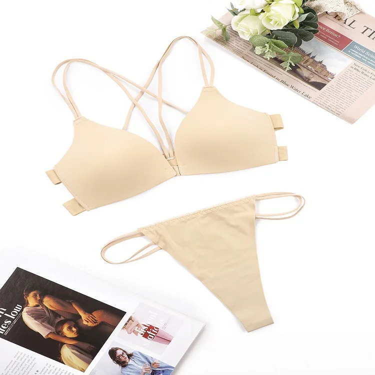 Wholesale Front Closure Breathable Bra Panties Set Women Bra Underwear Set Hot Designer Two Piece Bra And Panties Sets