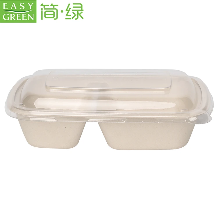 Easy Green Delivery Services Bagasse Tableware 2 Compartment Sugarcane Food Container