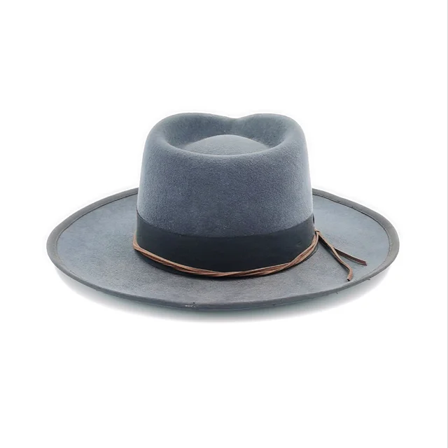 Wholesale Winter Adult Men Women 100% Australia Wool Fedoras Felt Hat With Wide Brim