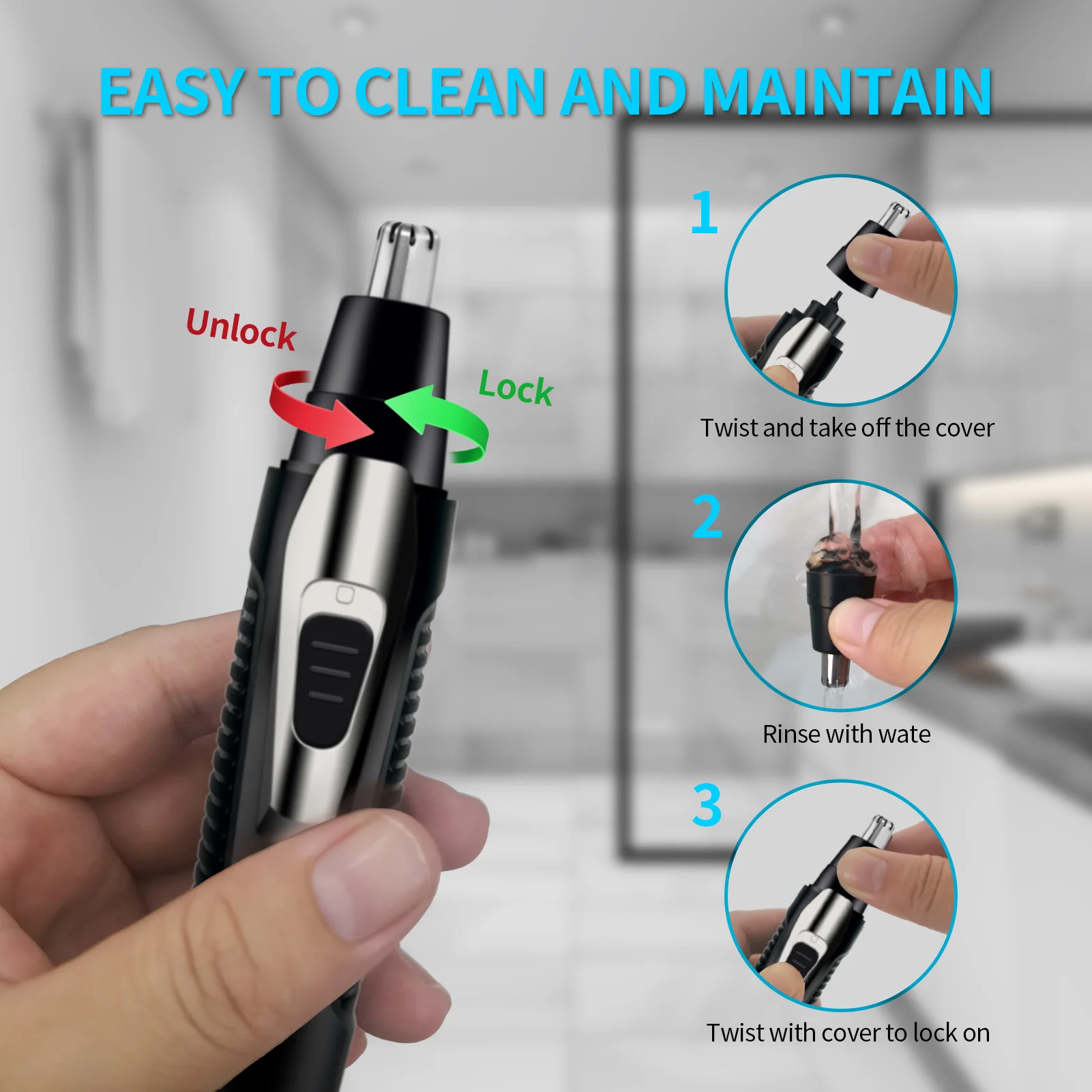 electric cordless rechargeable battery manual 2 3 4 in 1 ear and eyebrow nose hair trimmer with led light nose hair trimming set