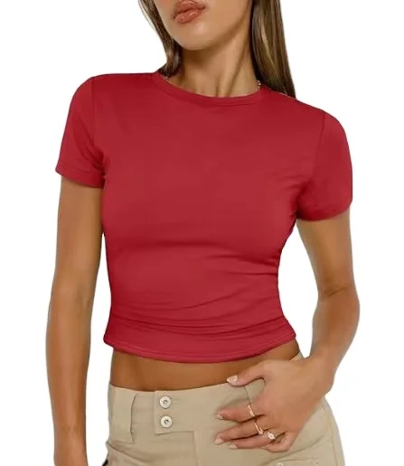 Custom Women's casual short-sleeved spring and autumn slim pullover T-shirt women's streetwear bottoming shirt top