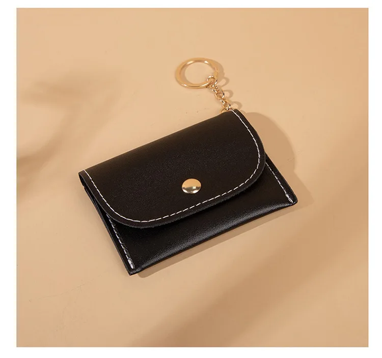 Promotional Gifts Small Short Wallet Mini Credit Card Holder Wallet Coin Purse with Key Ring