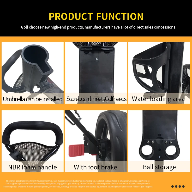 Hot Sale Factory Price Golf Push Trolley Light Weight 3 Wheels Golf Cart Trolley