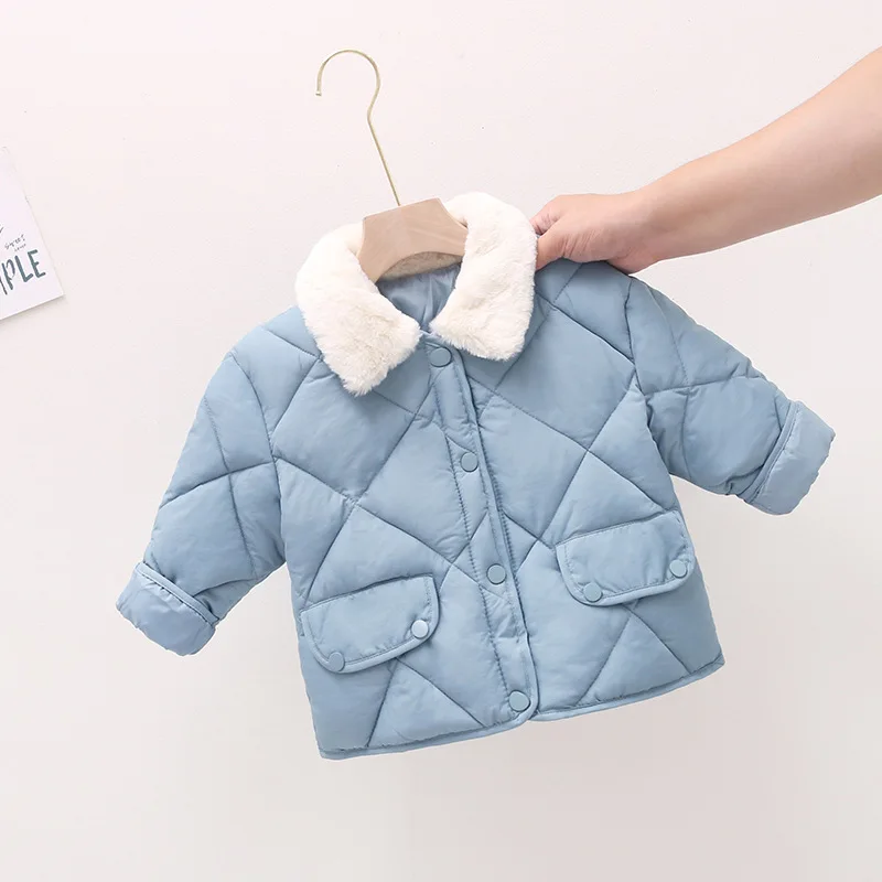 
Springway 2021 Winter New product children jacket keep warm girls cotton padded solid color casual cute coats for kids 