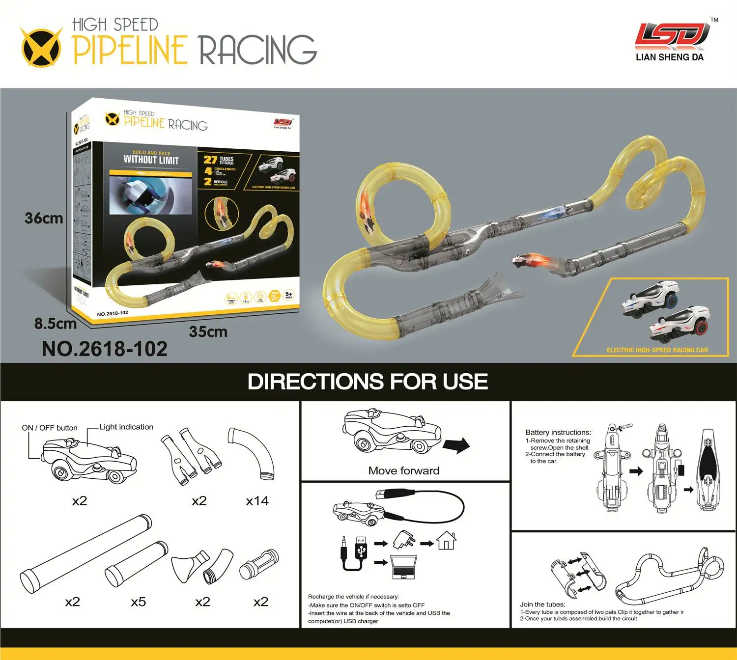 Children Gifts Pipeline Racing Track Electronic Toys Build Race Loop Modular Circuit Tubes High Speed RC Car