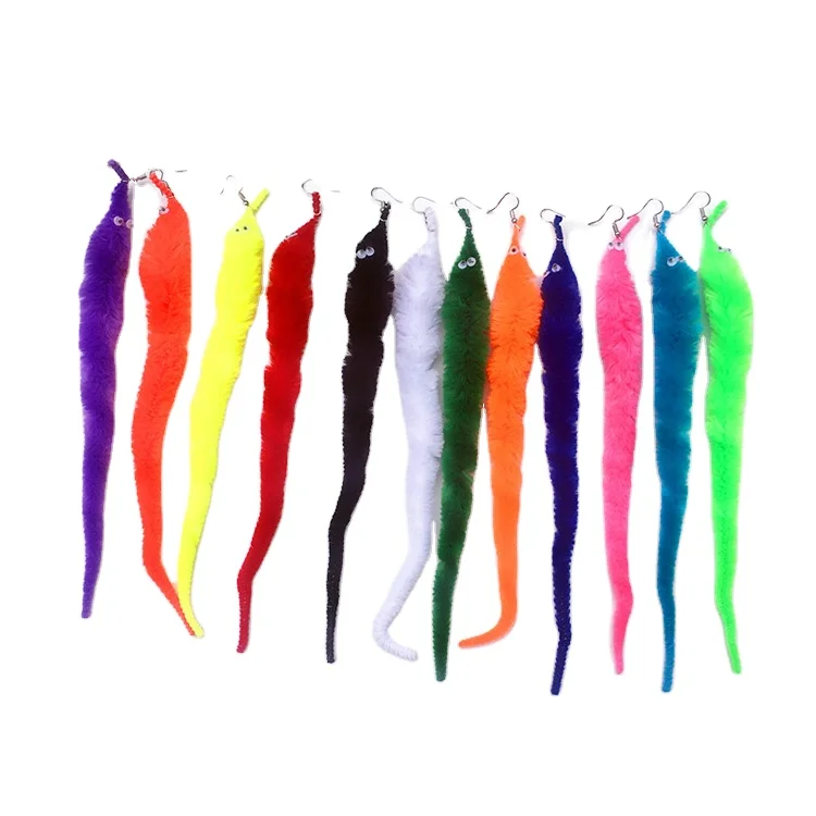Hot Sale Fashion Fuzzy Magic Worm On A String Clip On Earrings For Women