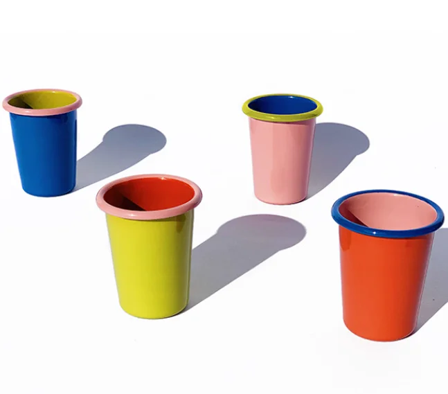 OEM Wholesale Vintage Food Grade Certificated Custom logo Enamel Tableware Camping Cup Beer Tea Wine Mug for Coffee