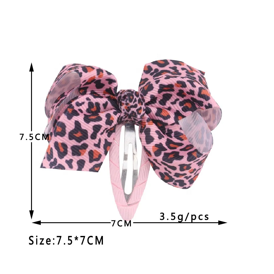 Ziming New Kids Leopard Fabric Big Bow And Rabbit Ears Hair Clip Bobby Cute Princess Wing Hairpin Multiple Colors Stock
