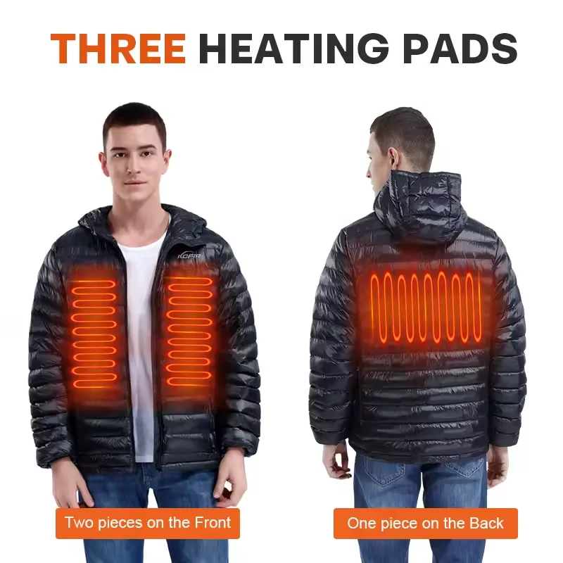 clothes wholesale safety thinsulate carbon fiber  button battery electronic rechargeable power bank self heating heated jacket