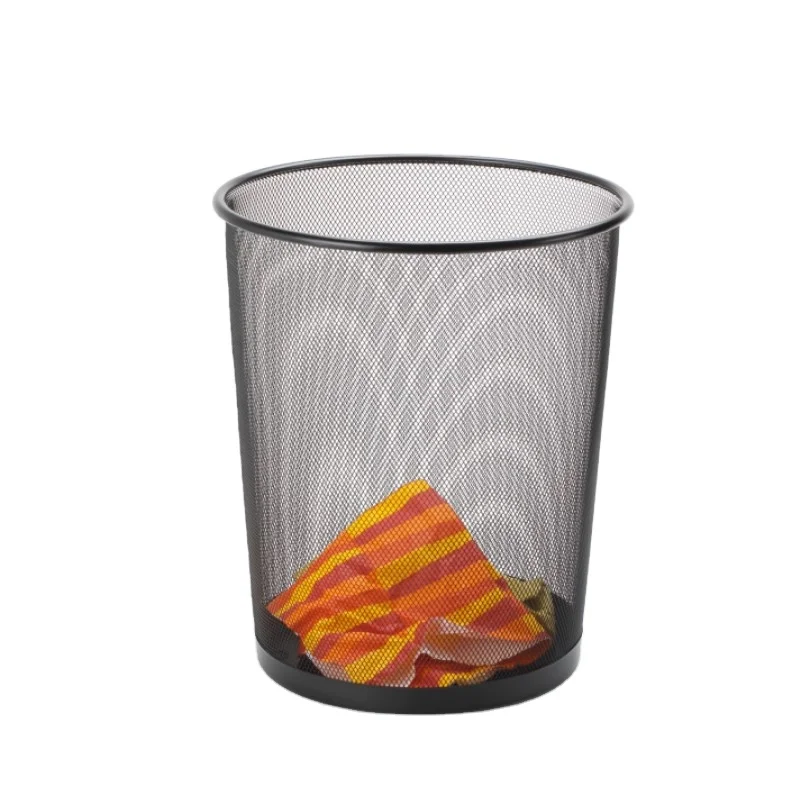 Small Dustbin Mesh Trash Cans Office Metal Wire Wastebaskets Recycling Garbage Container Bin Round Rubbish Waste Paper Bin