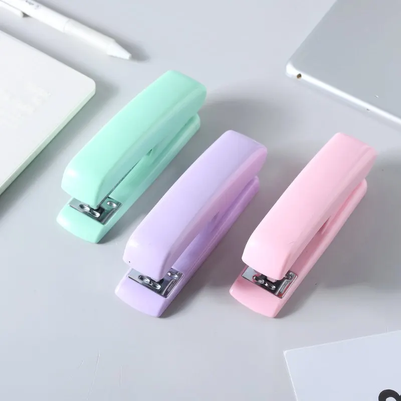No. 12 Macaron Color Stapler Labor-Saving Stapler Multi-Functional Medium Size Plastic Full Strip Stapler For Student Office