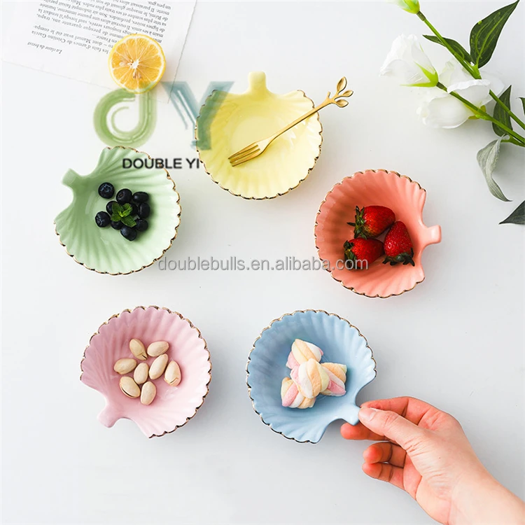 Wholesale Ceramic Shell Seasoning Tray Food Snack Container Creative Ceramic Tableware Kitchenaid Seasoning Sauce Dish