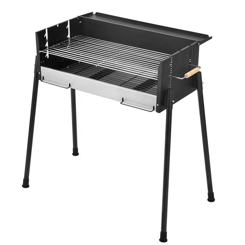 Outdoor Portable Barbecue Grill Smokeless BBQ Grills Charcoal Folding BBQ Grill With Side Wooden Handle For Picnic Camping
