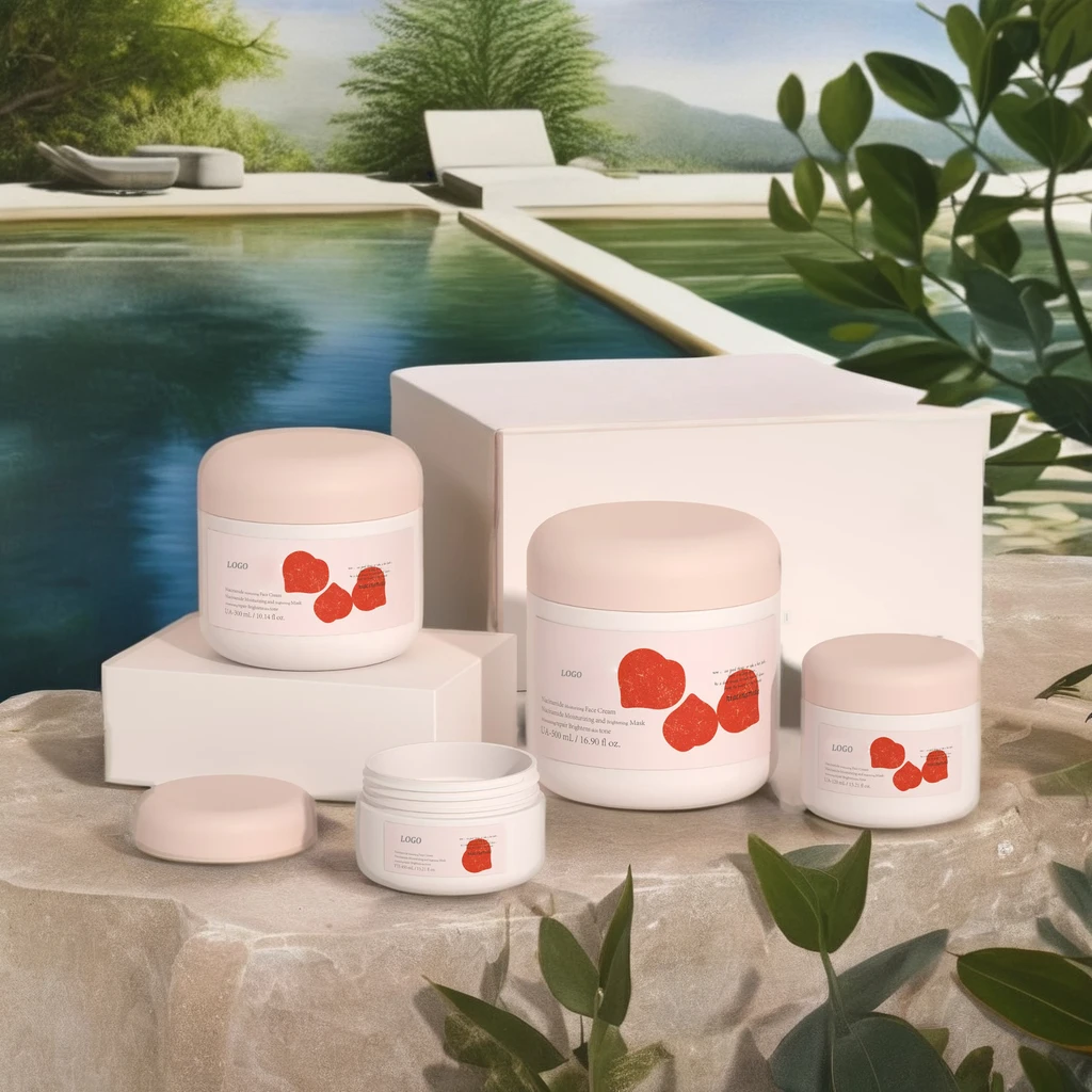 OEM Private Label Organic Vegan Vitamin C Whitening Face Cream Lotion 50g Moisturizer Hyaluronic Acid Green Tea Vitamin E Skin