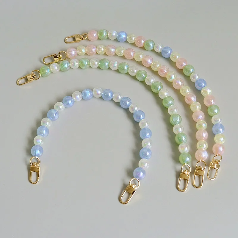 New custom colorful  cross body acrylic pearl Chain Decorative Metal Chain Decorative Hanging Chain bag straps bag handle