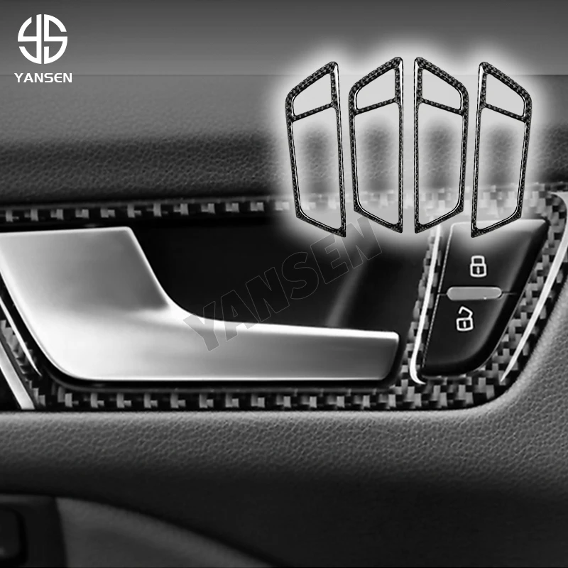 Carbon fiber interior car door handle frame sticker for Audi Q5 8R 2010-2018 auto accessories