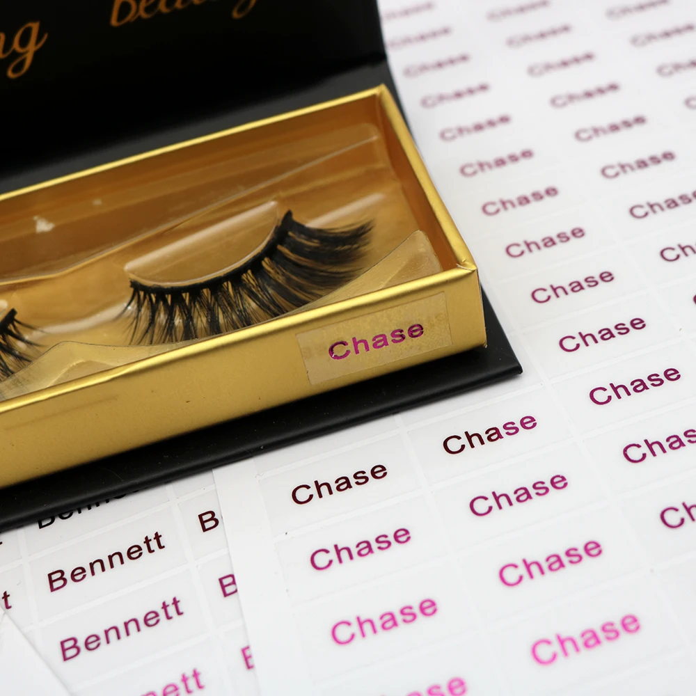 Wholesale Various types private label stickers 3d lashes box stickers custom eyelash box logo sticker