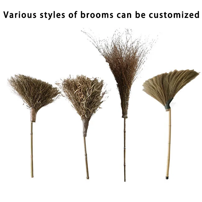 China Manufactures Garden Long Handle Bamboo Leaf Hand Broom And Dustpan Halloween Witches Broom Wholesale
