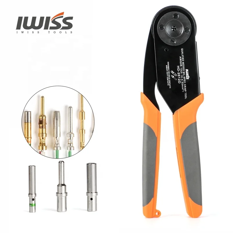 
 Iwiss HD-2612D hdt-48-00 Твердые баррель обжимной инструмент с локатором 0,12-3.33mm2 Deutsch твердых баррель разъем контактов инструмент для обжима  