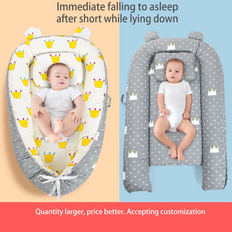 Reversible Co Sleeping Baby Lounger Portable Baby nest Ultra Safe Feeling to Cuddle Newborn Protect Infant Spine Crib&Bassinet