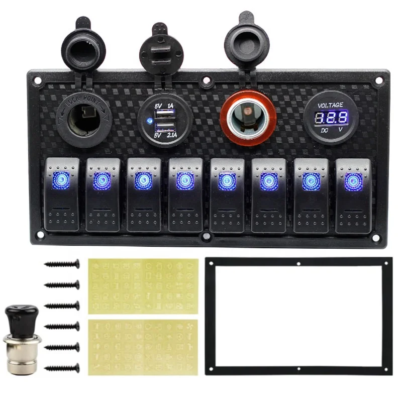 Водонепроницаемая 12 В светодиодная кнопка переключения электрического автомобиля качалка лодки морской 8 каналов переключатель панели