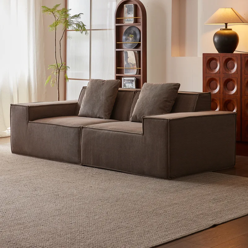 Retro Compression Sofa Corduroy Block Living Room Straight Row Roll Pack Vacuum Pure Sponge Sofa